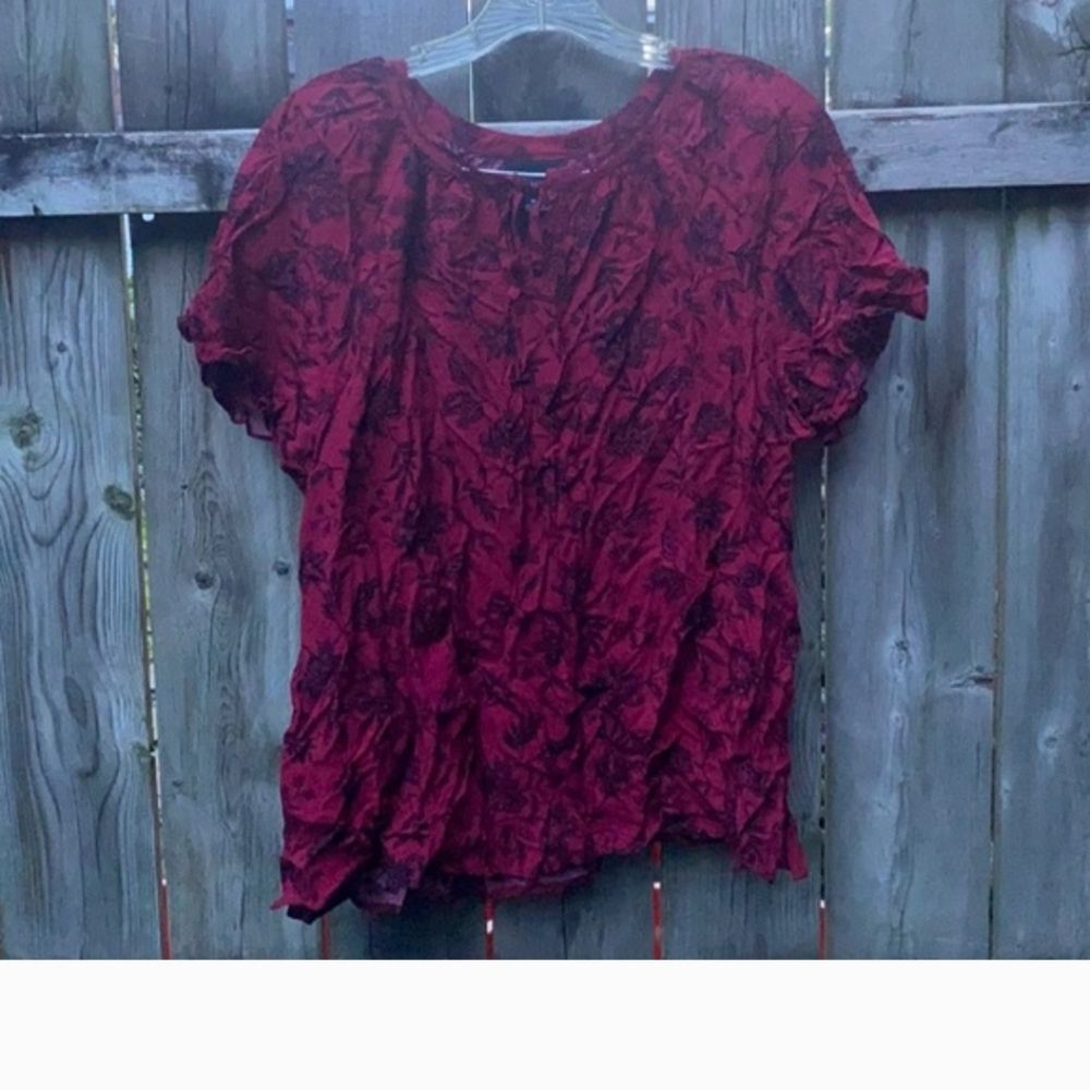 Elegant Red Floral Women's Top